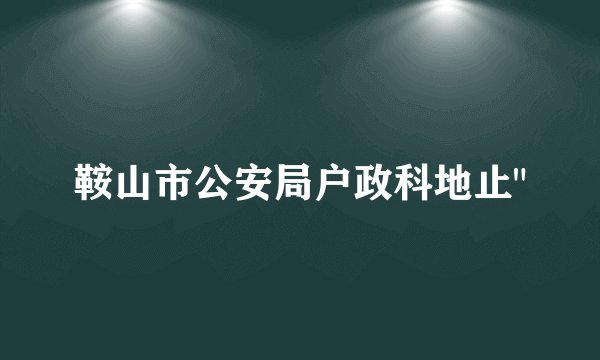 鞍山市公安局户政科地止