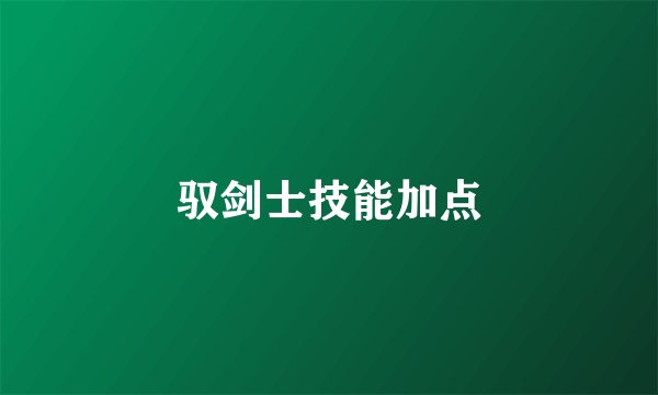 驭剑士技能加点