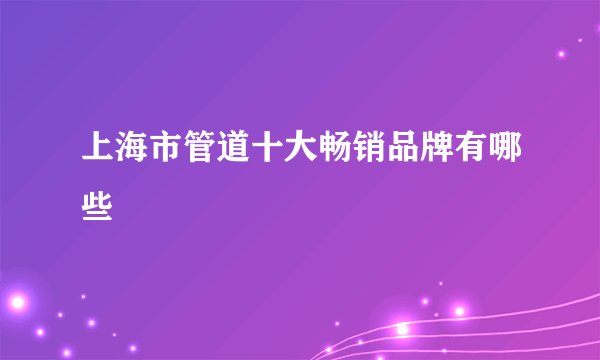 上海市管道十大畅销品牌有哪些