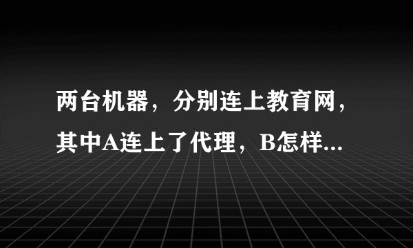 两台机器,分别连上教育网,其中A连上了代理,B怎样设置才能以A为代理上网