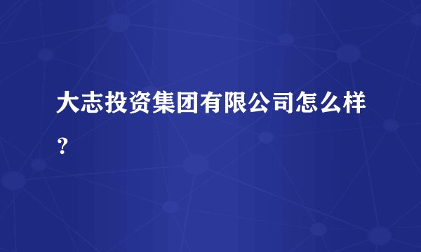 大志投资集团有限公司怎么样？