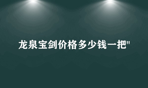 龙泉宝剑价格多少钱一把