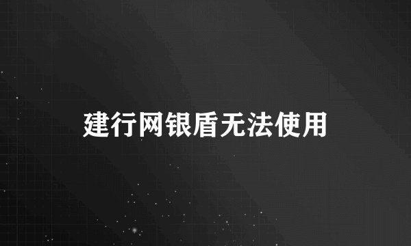 建行网银盾无法使用