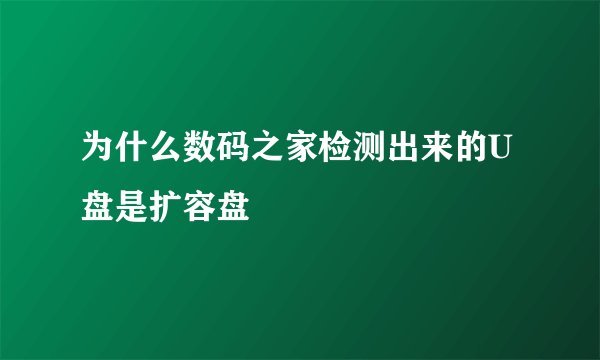 为什么数码之家检测出来的U盘是扩容盘
