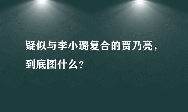 疑似与李小璐复合的贾乃亮，到底图什么？