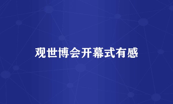 观世博会开幕式有感