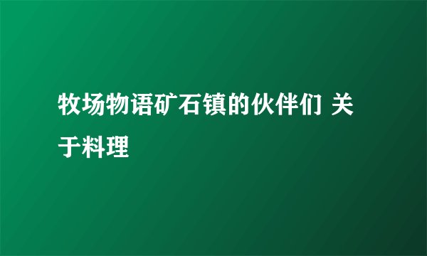 牧场物语矿石镇的伙伴们 关于料理