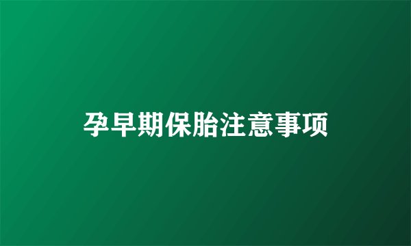 孕早期保胎注意事项