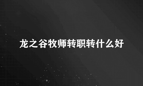 龙之谷牧师转职转什么好