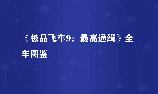 《极品飞车9：最高通缉》全车图鉴