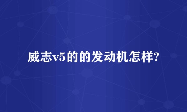 威志v5的的发动机怎样?