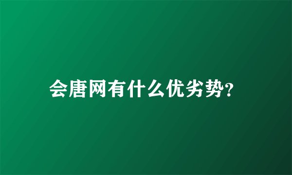 会唐网有什么优劣势？