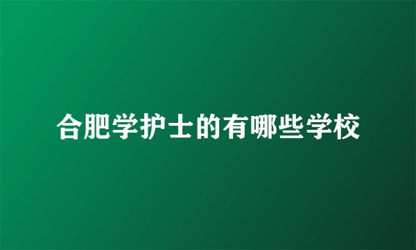 合肥学护士的有哪些学校
