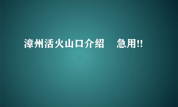 漳州活火山口介绍    急用!!