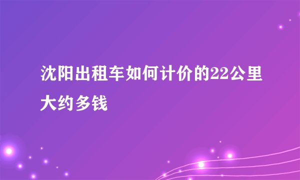 沈阳出租车如何计价的22公里大约多钱