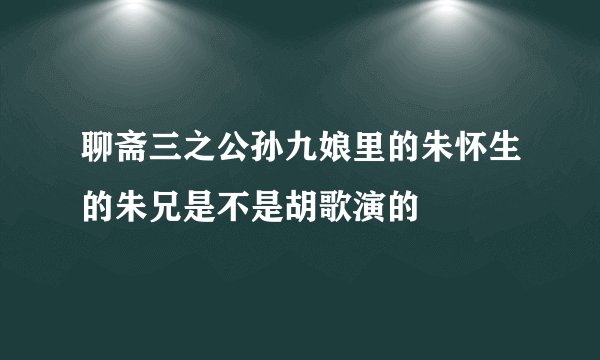 聊斋三之公孙九娘里的朱怀生的朱兄是不是胡歌演的
