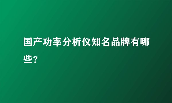 国产功率分析仪知名品牌有哪些？