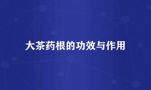 大茶药根的功效与作用