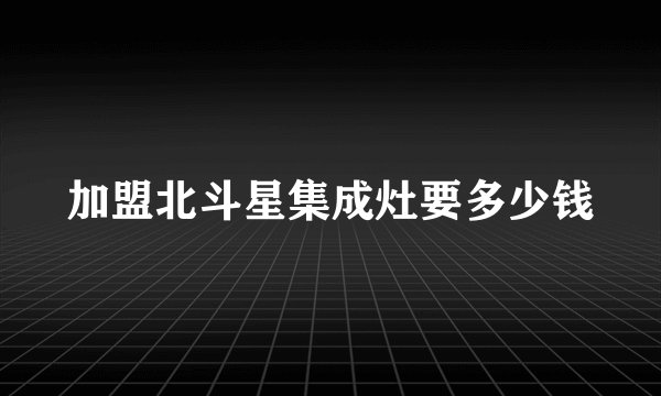 加盟北斗星集成灶要多少钱
