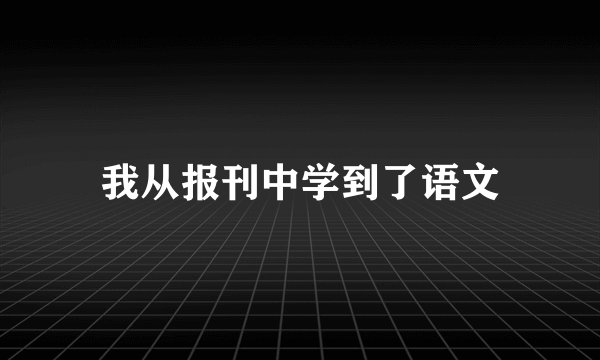 我从报刊中学到了语文