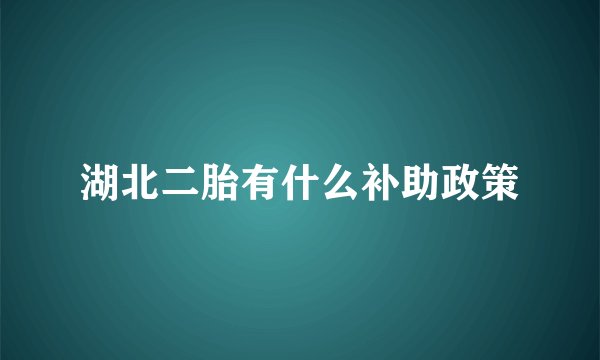 湖北二胎有什么补助政策