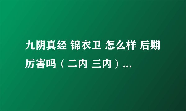 九阴真经 锦衣卫 怎么样 后期厉害吗（二内 三内）融会贯通开始练武功来得及吗