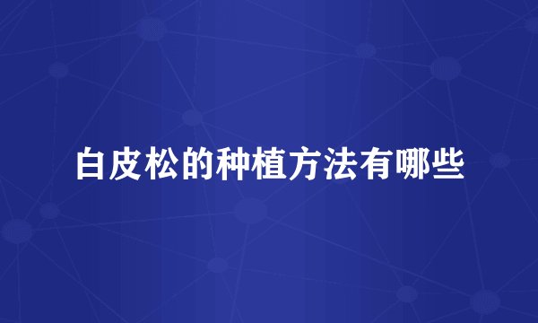白皮松的种植方法有哪些