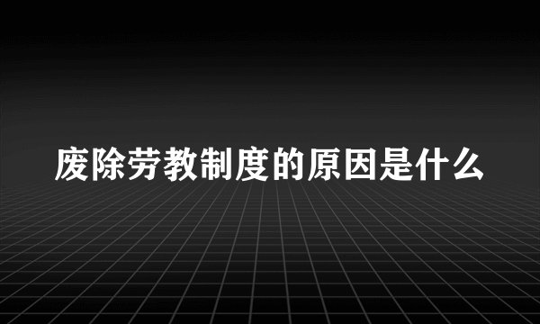 废除劳教制度的原因是什么
