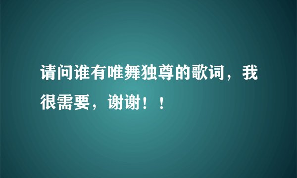 请问谁有唯舞独尊的歌词，我很需要，谢谢！！