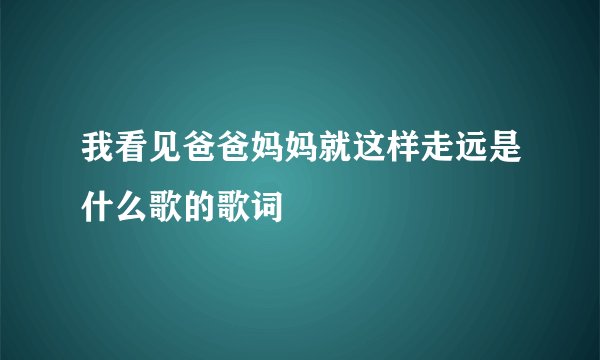 我看见爸爸妈妈就这样走远是什么歌的歌词