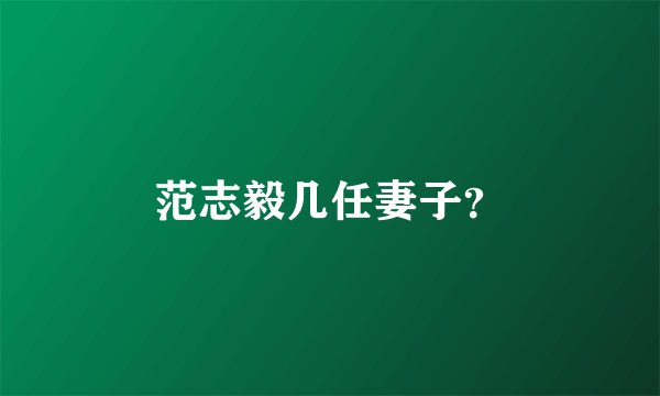 范志毅几任妻子？