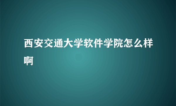 西安交通大学软件学院怎么样啊