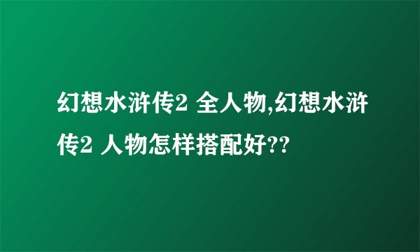 幻想水浒传2 全人物,幻想水浒传2 人物怎样搭配好??