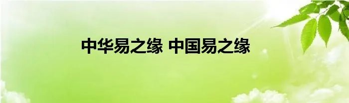 中华易之缘 中国易之缘