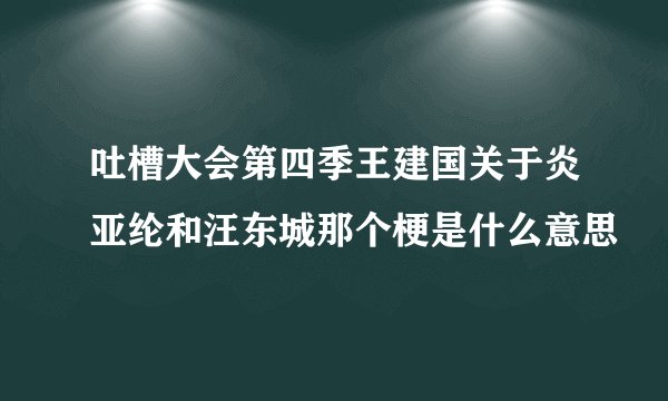 吐槽大会第四季王建国关于炎亚纶和汪东城那个梗是什么意思