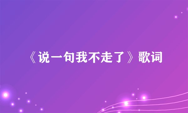 《说一句我不走了》歌词