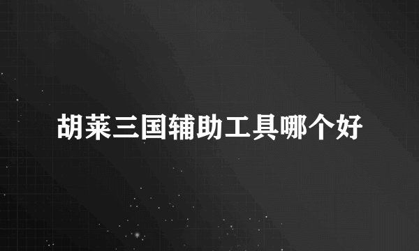 胡莱三国辅助工具哪个好