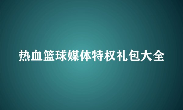 热血篮球媒体特权礼包大全