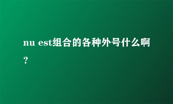 nu est组合的各种外号什么啊？