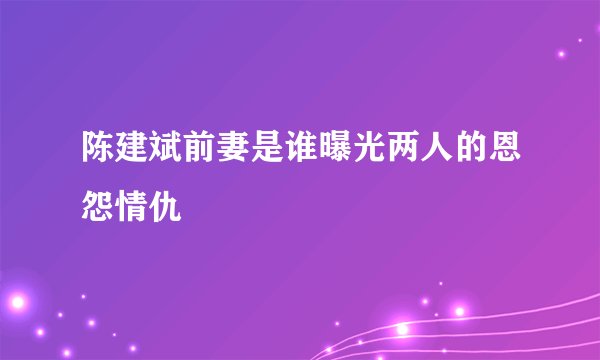 陈建斌前妻是谁曝光两人的恩怨情仇