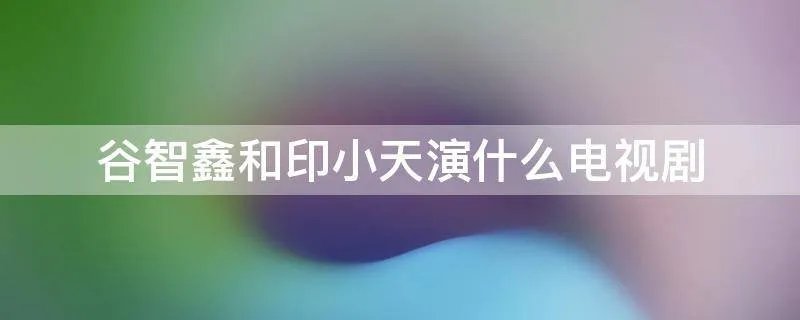 谷智鑫和印小天演什么电视剧