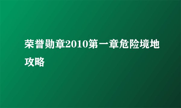荣誉勋章2010第一章危险境地攻略
