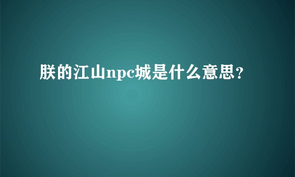 朕的江山npc城是什么意思？