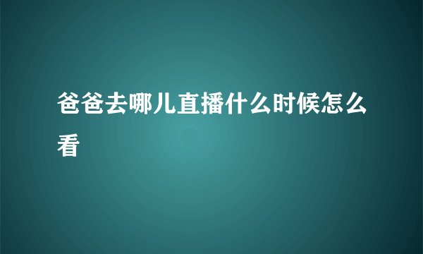 爸爸去哪儿直播什么时候怎么看