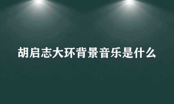胡启志大环背景音乐是什么