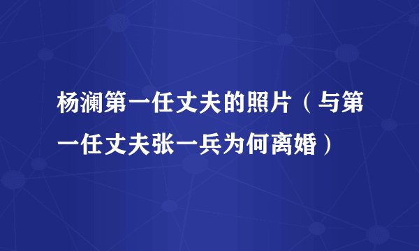 杨澜第一任丈夫的照片(与第一任丈夫张一兵为何离婚)
