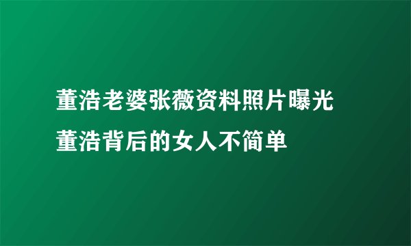 董浩老婆张薇资料照片曝光 董浩背后的女人不简单