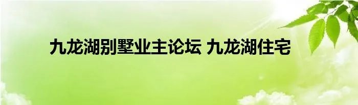 九龙湖别墅业主论坛 九龙湖住宅