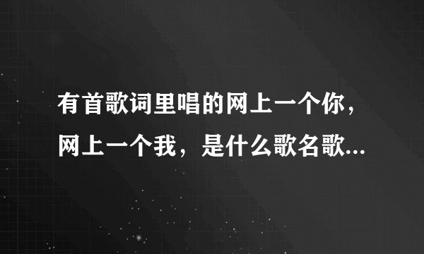有首歌词里唱的网上一个你，网上一个我，是什么歌名歌手陈星？