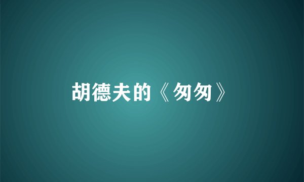 胡德夫的《匆匆》